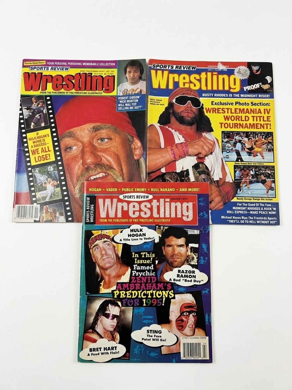 Vintage 1988 1991 1995 Sports Review Wrestling Magazine 3 Pack Hogan Savage